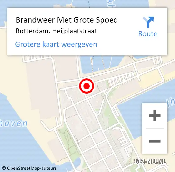 Locatie op kaart van de 112 melding: Brandweer Met Grote Spoed Naar Rotterdam, Heijplaatstraat op 20 augustus 2024 12:16