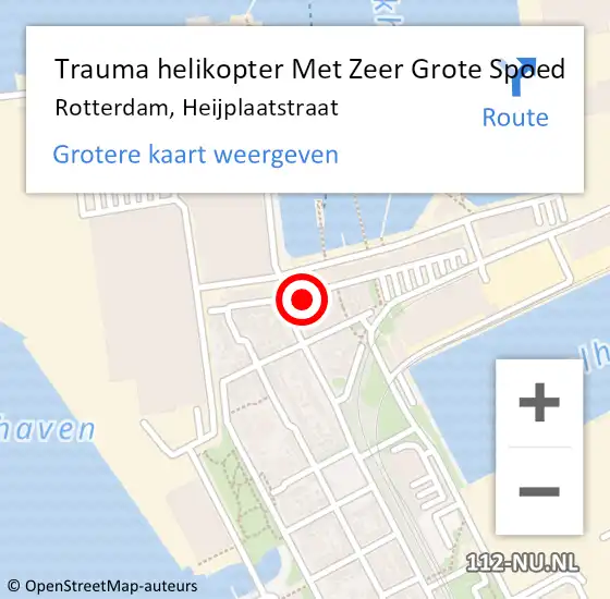 Locatie op kaart van de 112 melding: Trauma helikopter Met Zeer Grote Spoed Naar Rotterdam, Heijplaatstraat op 20 augustus 2024 12:16