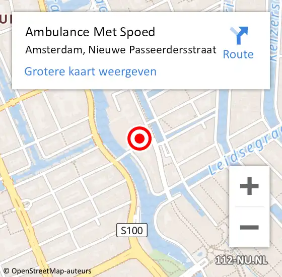 Locatie op kaart van de 112 melding: Ambulance Met Spoed Naar Amsterdam, Nieuwe Passeerdersstraat op 20 augustus 2024 12:19