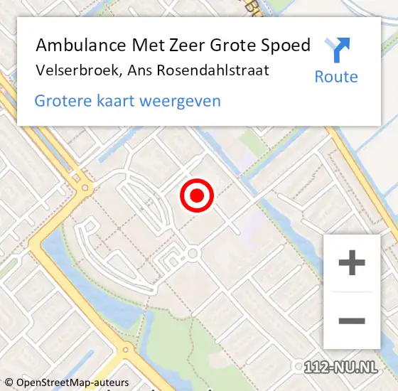 Locatie op kaart van de 112 melding: Ambulance Met Zeer Grote Spoed Naar Velserbroek, Ans Rosendahlstraat op 20 augustus 2024 12:40