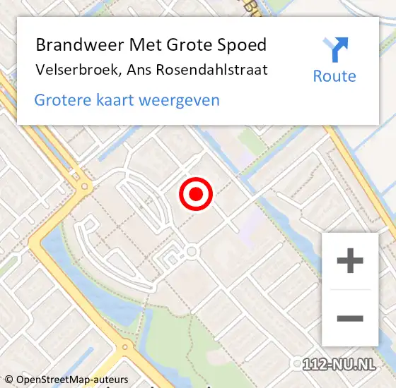 Locatie op kaart van de 112 melding: Brandweer Met Grote Spoed Naar Velserbroek, Ans Rosendahlstraat op 20 augustus 2024 12:50