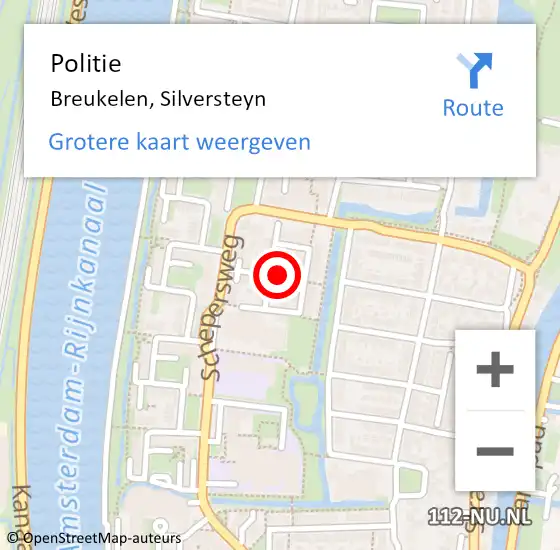 Locatie op kaart van de 112 melding: Politie Breukelen, Silversteyn op 20 augustus 2024 12:51