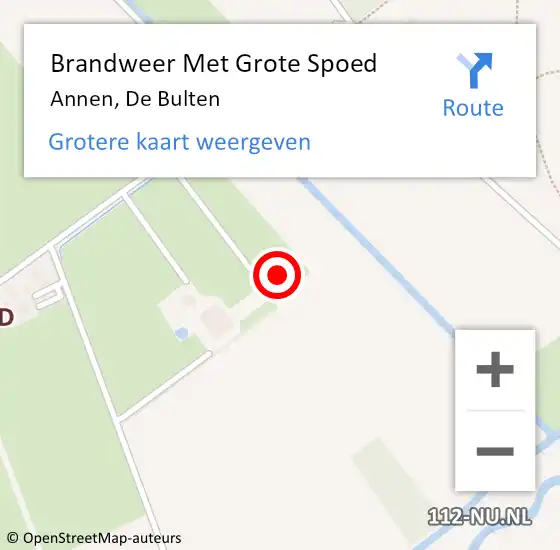 Locatie op kaart van de 112 melding: Brandweer Met Grote Spoed Naar Annen, De Bulten op 20 augustus 2024 12:53