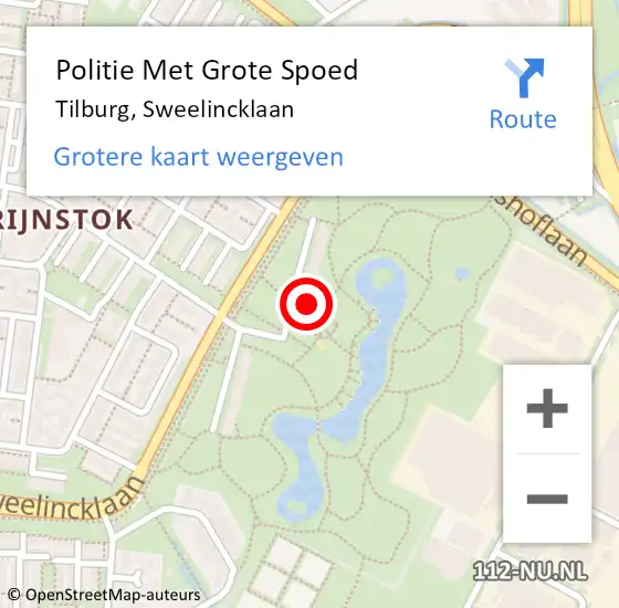 Locatie op kaart van de 112 melding: Politie Met Grote Spoed Naar Tilburg, Sweelincklaan op 20 augustus 2024 12:57