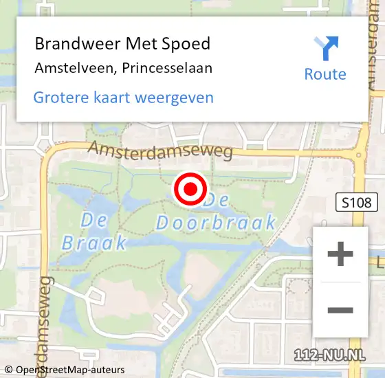 Locatie op kaart van de 112 melding: Brandweer Met Spoed Naar Amstelveen, Princesselaan op 20 augustus 2024 12:57