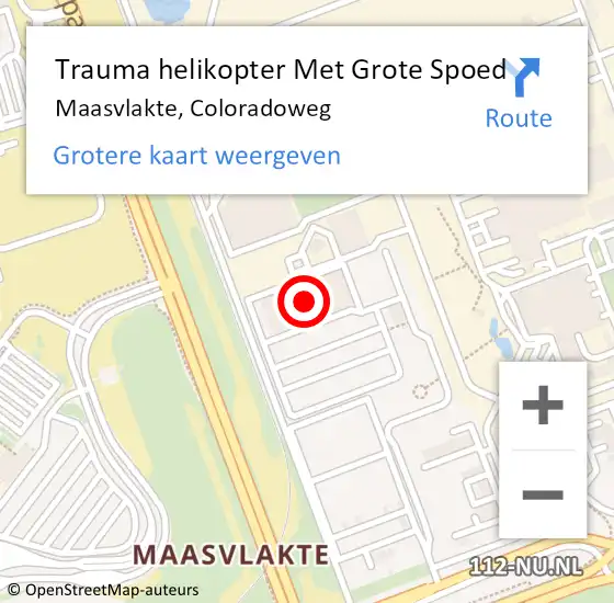 Locatie op kaart van de 112 melding: Trauma helikopter Met Grote Spoed Naar Maasvlakte, Coloradoweg op 20 augustus 2024 12:58