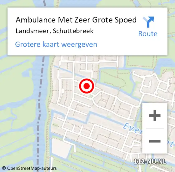 Locatie op kaart van de 112 melding: Ambulance Met Zeer Grote Spoed Naar Landsmeer, Schuttebreek op 20 augustus 2024 12:58