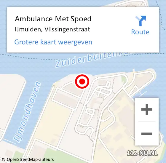 Locatie op kaart van de 112 melding: Ambulance Met Spoed Naar IJmuiden, Vlissingenstraat op 20 augustus 2024 13:02