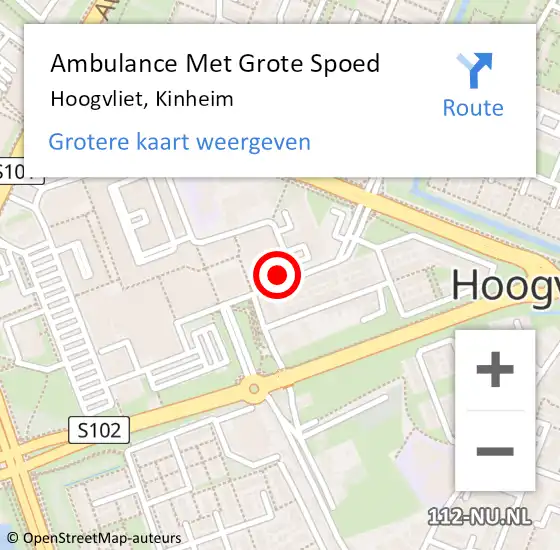 Locatie op kaart van de 112 melding: Ambulance Met Grote Spoed Naar Hoogvliet, Kinheim op 20 augustus 2024 13:02