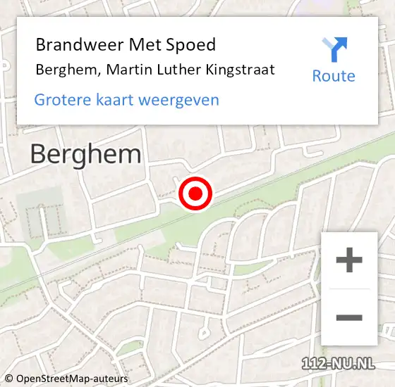 Locatie op kaart van de 112 melding: Brandweer Met Spoed Naar Berghem, Martin Luther Kingstraat op 20 augustus 2024 13:07