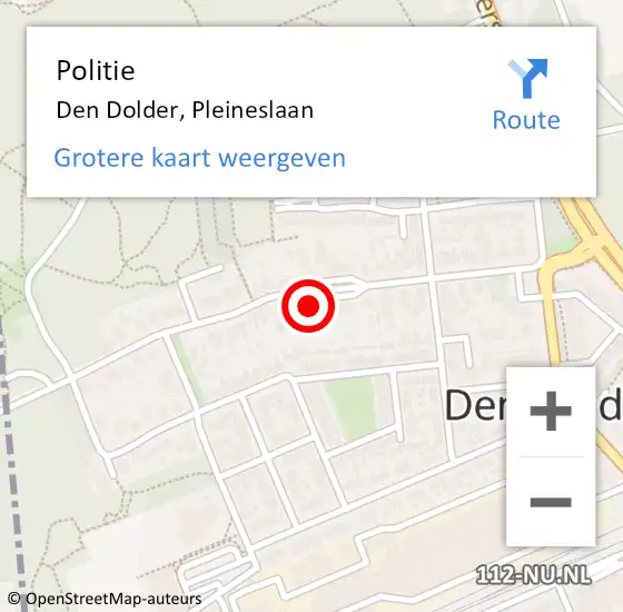 Locatie op kaart van de 112 melding: Politie Den Dolder, Pleineslaan op 20 augustus 2024 13:16