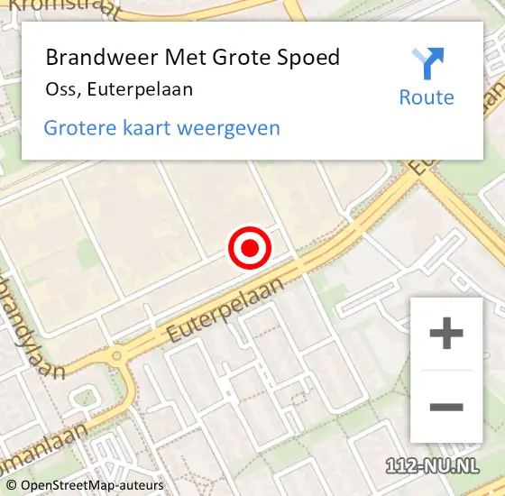 Locatie op kaart van de 112 melding: Brandweer Met Grote Spoed Naar Oss, Euterpelaan op 20 augustus 2024 13:17