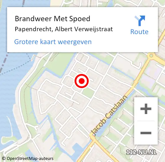 Locatie op kaart van de 112 melding: Brandweer Met Spoed Naar Papendrecht, Albert Verweijstraat op 20 augustus 2024 13:42