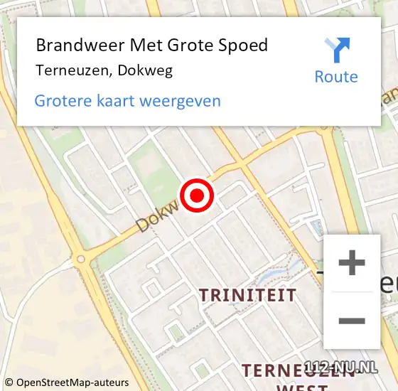 Locatie op kaart van de 112 melding: Brandweer Met Grote Spoed Naar Terneuzen, Dokweg op 20 augustus 2024 13:44