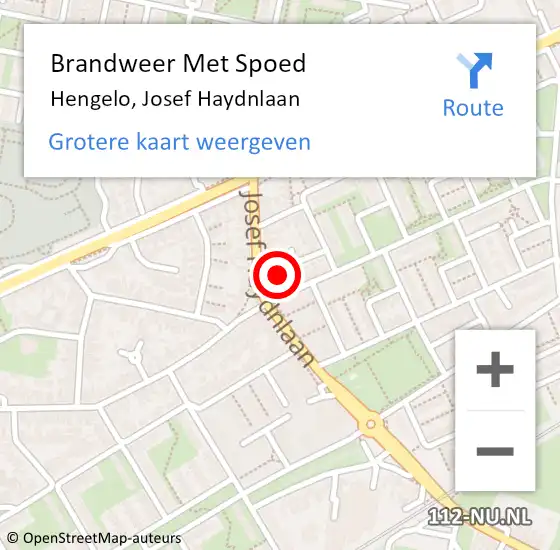 Locatie op kaart van de 112 melding: Brandweer Met Spoed Naar Hengelo, Josef Haydnlaan op 20 augustus 2024 13:48