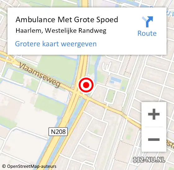 Locatie op kaart van de 112 melding: Ambulance Met Grote Spoed Naar Haarlem, Westelijke Randweg op 20 augustus 2024 13:49