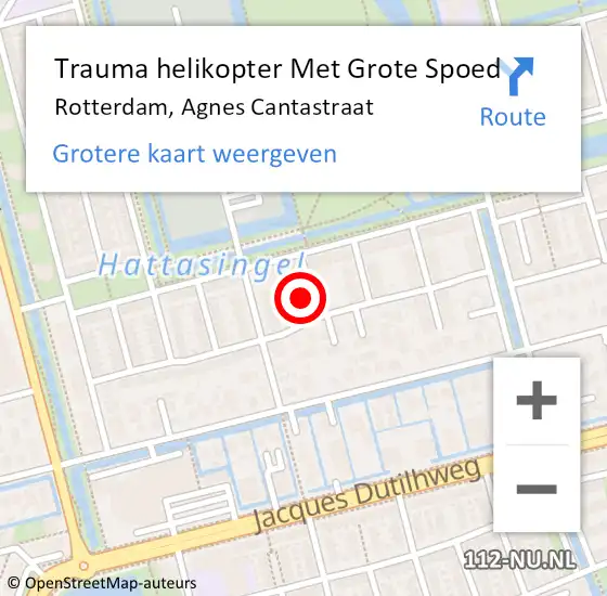 Locatie op kaart van de 112 melding: Trauma helikopter Met Grote Spoed Naar Rotterdam, Agnes Cantastraat op 20 augustus 2024 14:23