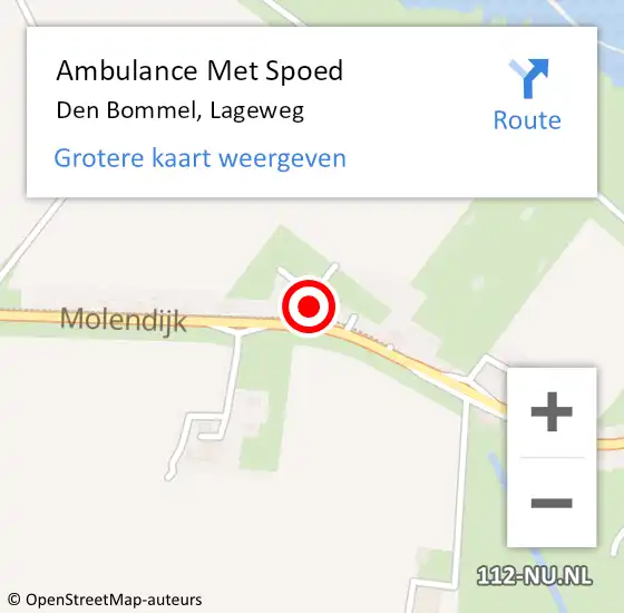 Locatie op kaart van de 112 melding: Ambulance Met Spoed Naar Den Bommel, Lageweg op 20 augustus 2024 14:32