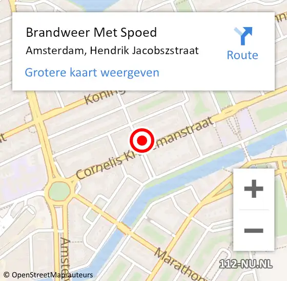 Locatie op kaart van de 112 melding: Brandweer Met Spoed Naar Amsterdam, Hendrik Jacobszstraat op 20 augustus 2024 14:43