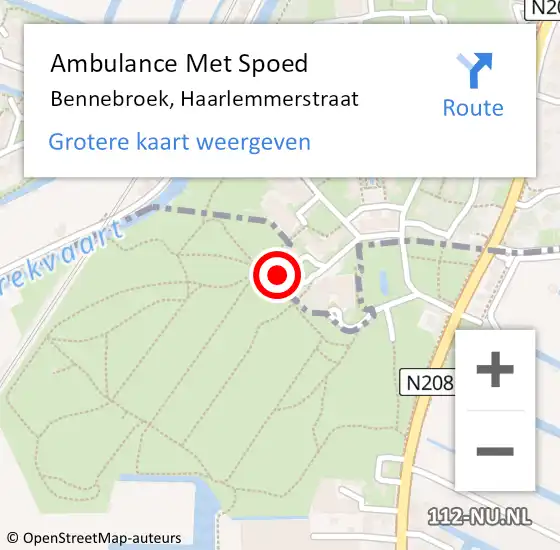 Locatie op kaart van de 112 melding: Ambulance Met Spoed Naar Bennebroek, Haarlemmerstraat op 20 augustus 2024 14:56