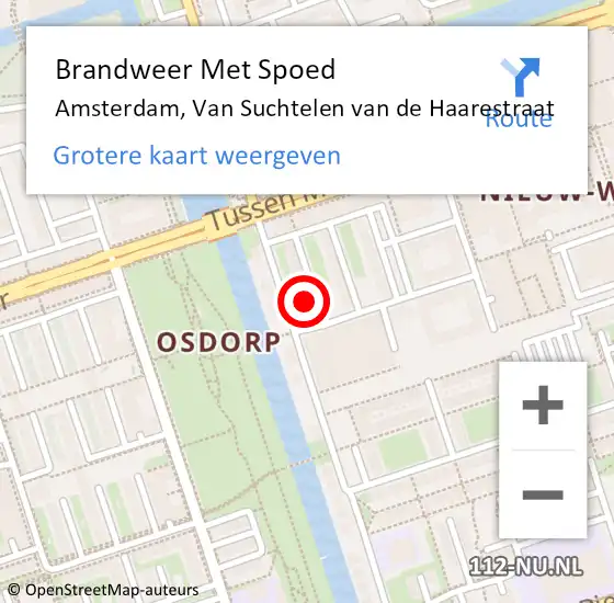 Locatie op kaart van de 112 melding: Brandweer Met Spoed Naar Amsterdam, Van Suchtelen van de Haarestraat op 20 augustus 2024 15:07