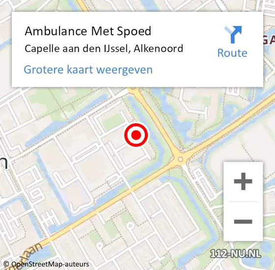 Locatie op kaart van de 112 melding: Ambulance Met Spoed Naar Capelle aan den IJssel, Alkenoord op 20 augustus 2024 15:22