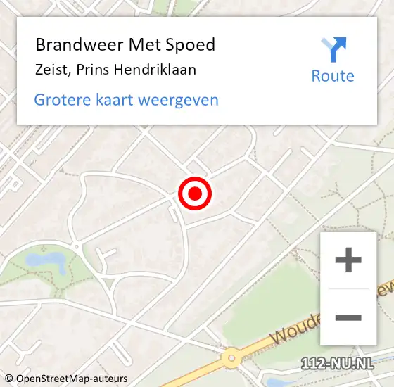 Locatie op kaart van de 112 melding: Brandweer Met Spoed Naar Zeist, Prins Hendriklaan op 20 augustus 2024 15:53