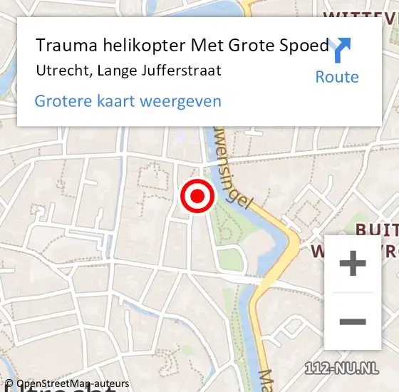 Locatie op kaart van de 112 melding: Trauma helikopter Met Grote Spoed Naar Utrecht, Lange Jufferstraat op 20 augustus 2024 15:57