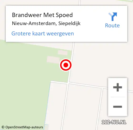 Locatie op kaart van de 112 melding: Brandweer Met Spoed Naar Nieuw-Amsterdam, Siepeldijk op 20 augustus 2024 16:01