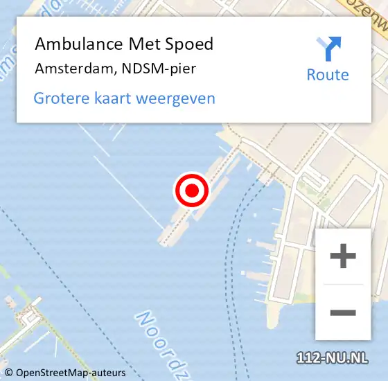 Locatie op kaart van de 112 melding: Ambulance Met Spoed Naar Amsterdam, NDSM-pier op 20 augustus 2024 16:05