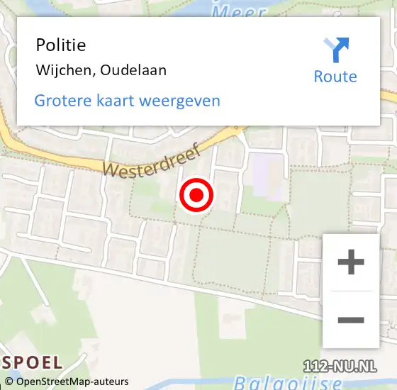 Locatie op kaart van de 112 melding: Politie Wijchen, Oudelaan op 20 augustus 2024 16:11