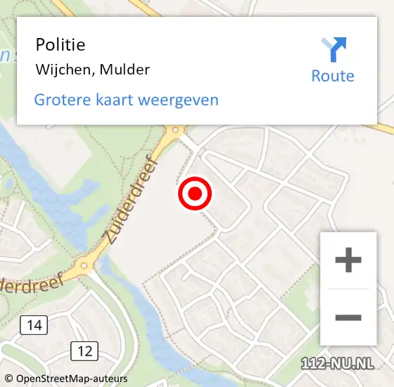 Locatie op kaart van de 112 melding: Politie Wijchen, Mulder op 20 augustus 2024 16:13