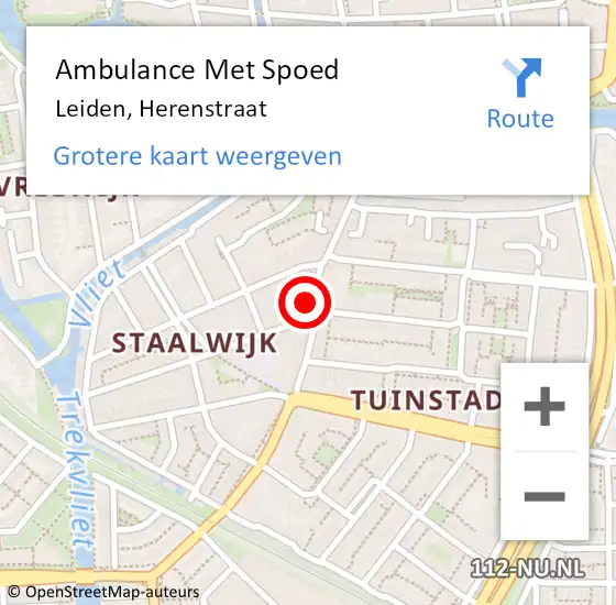 Locatie op kaart van de 112 melding: Ambulance Met Spoed Naar Leiden, Herenstraat op 20 augustus 2024 16:16