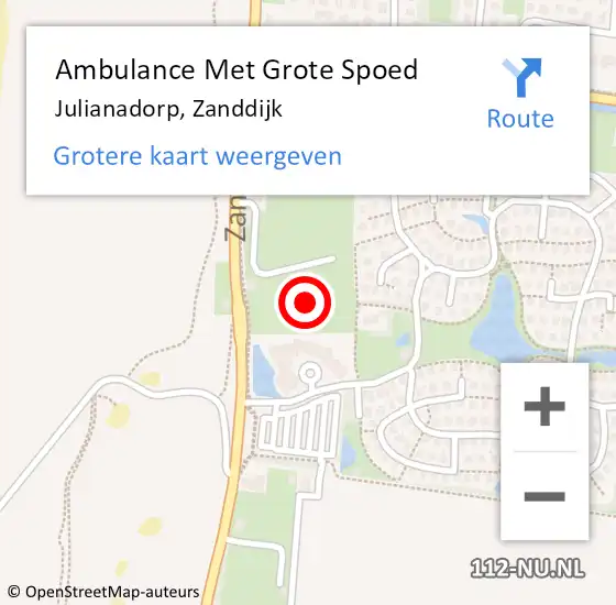 Locatie op kaart van de 112 melding: Ambulance Met Grote Spoed Naar Julianadorp, Zanddijk op 20 augustus 2024 16:20