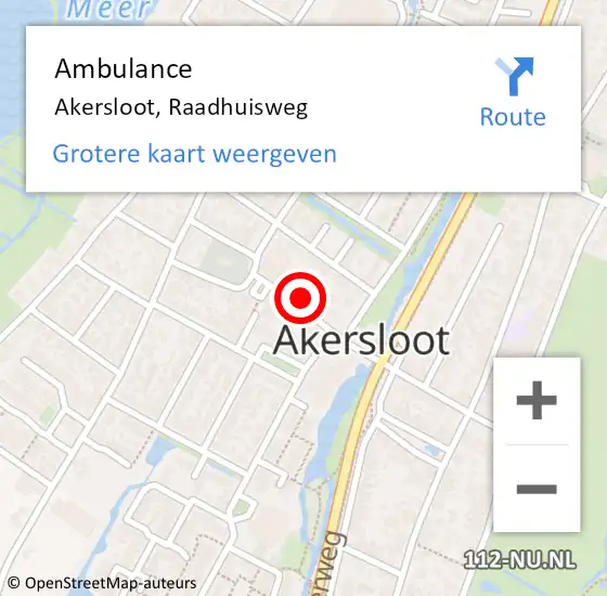 Locatie op kaart van de 112 melding: Ambulance Akersloot, Raadhuisweg op 20 augustus 2024 16:20