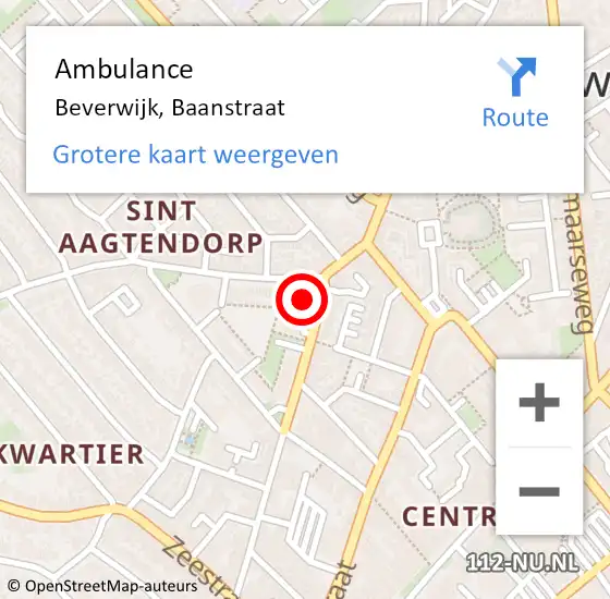 Locatie op kaart van de 112 melding: Ambulance Beverwijk, Baanstraat op 20 augustus 2024 16:30