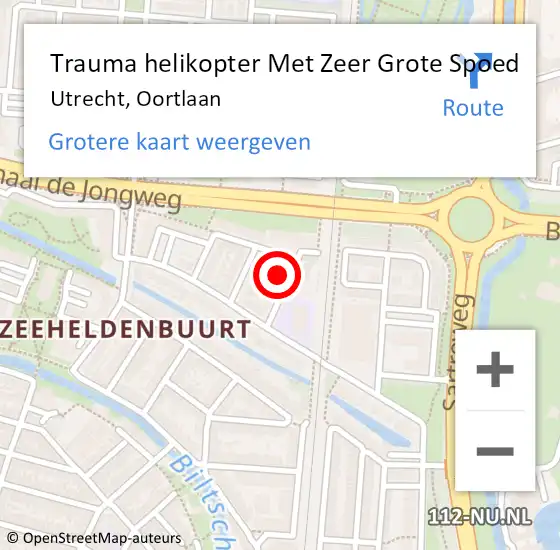 Locatie op kaart van de 112 melding: Trauma helikopter Met Zeer Grote Spoed Naar Utrecht, Oortlaan op 20 augustus 2024 16:38