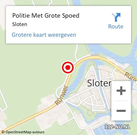 Locatie op kaart van de 112 melding: Politie Met Grote Spoed Naar Sloten op 20 augustus 2024 16:42