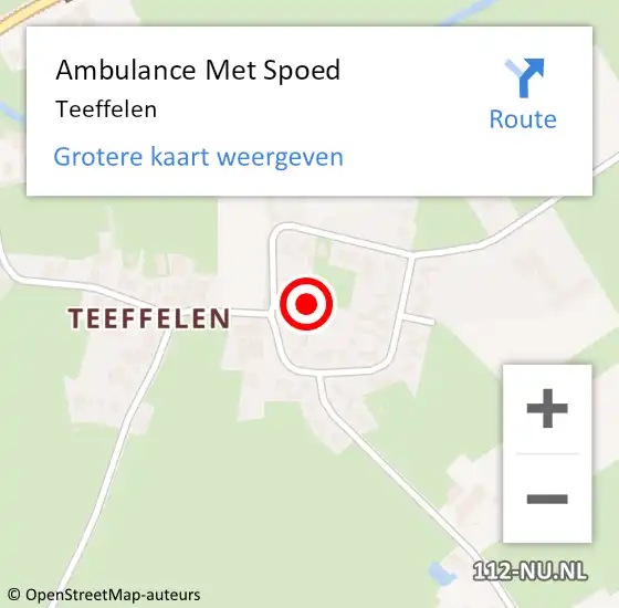 Locatie op kaart van de 112 melding: Ambulance Met Spoed Naar Teeffelen op 20 augustus 2024 16:43