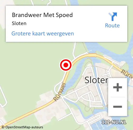 Locatie op kaart van de 112 melding: Brandweer Met Spoed Naar Sloten op 20 augustus 2024 16:44