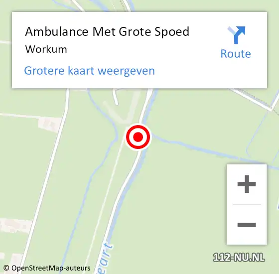 Locatie op kaart van de 112 melding: Ambulance Met Grote Spoed Naar Workum op 20 augustus 2024 17:17