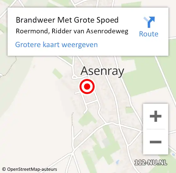 Locatie op kaart van de 112 melding: Brandweer Met Grote Spoed Naar Roermond, Ridder van Asenrodeweg op 20 augustus 2024 17:20