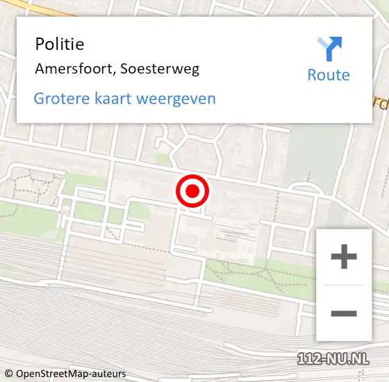 Locatie op kaart van de 112 melding: Politie Amersfoort, Soesterweg op 20 augustus 2024 17:38