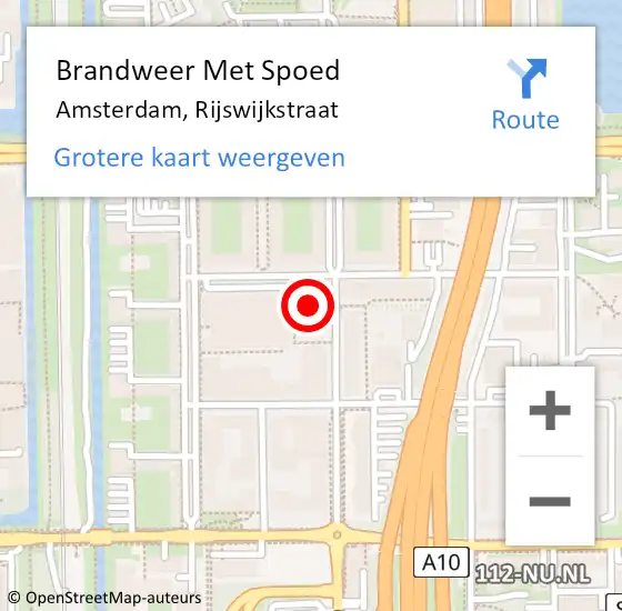 Locatie op kaart van de 112 melding: Brandweer Met Spoed Naar Amsterdam, Rijswijkstraat op 20 augustus 2024 17:43