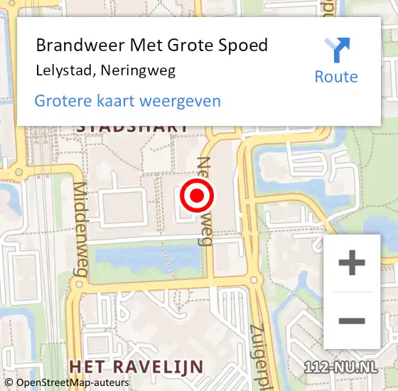 Locatie op kaart van de 112 melding: Brandweer Met Grote Spoed Naar Lelystad, Neringweg op 20 augustus 2024 17:55