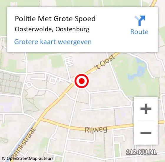 Locatie op kaart van de 112 melding: Politie Met Grote Spoed Naar Oosterwolde, Oostenburg op 20 augustus 2024 18:06