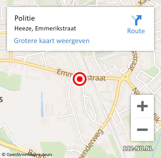 Locatie op kaart van de 112 melding: Politie Heeze, Emmerikstraat op 20 augustus 2024 18:20