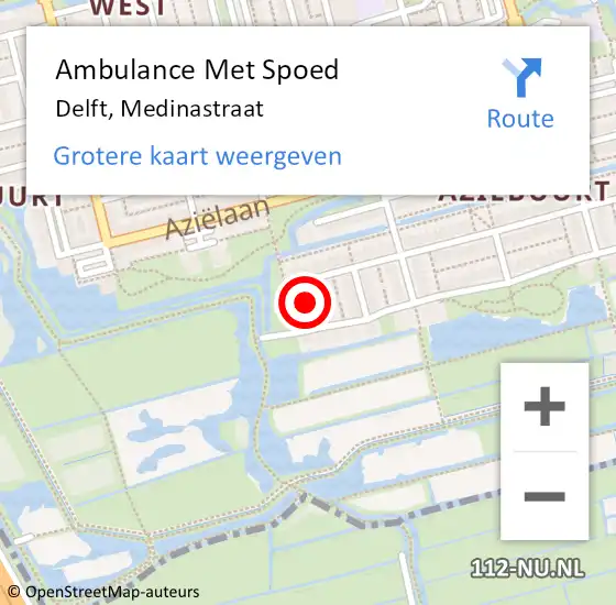 Locatie op kaart van de 112 melding: Ambulance Met Spoed Naar Delft, Medinastraat op 20 augustus 2024 18:50