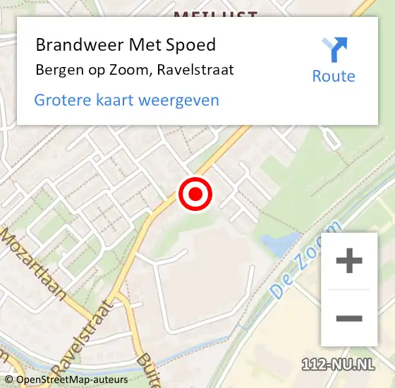 Locatie op kaart van de 112 melding: Brandweer Met Spoed Naar Bergen op Zoom, Ravelstraat op 20 augustus 2024 19:00