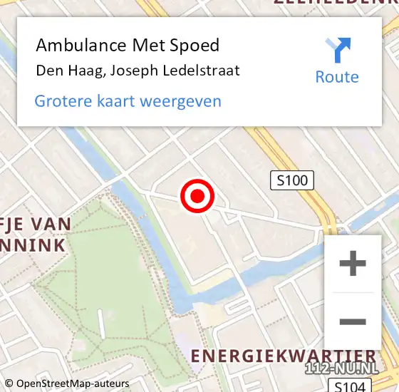 Locatie op kaart van de 112 melding: Ambulance Met Spoed Naar Den Haag, Joseph Ledelstraat op 20 augustus 2024 19:09